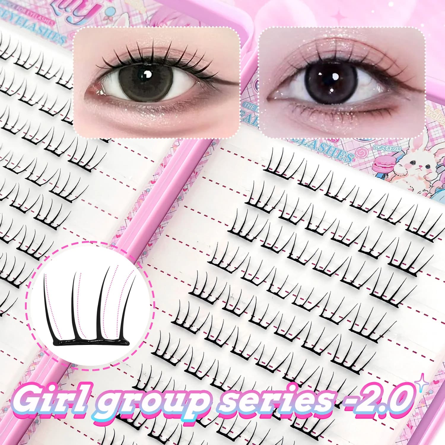【Style K-pop 2.0】Faux cils autocollants - Pas besoin de colle, faciles à porter en quelques secondes