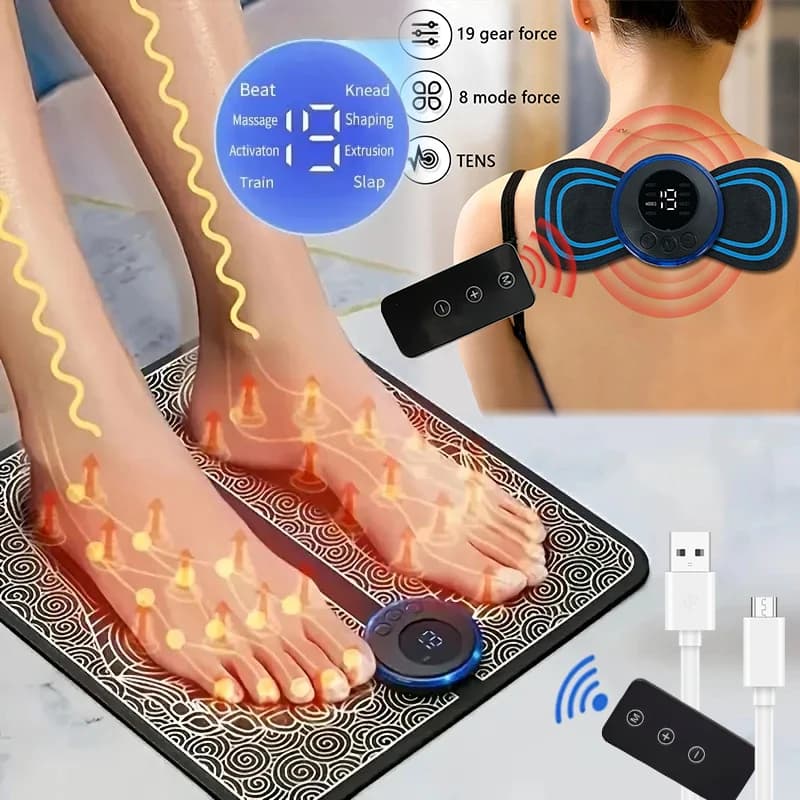 Masseur de pieds électrique télécommandé, Relaxation musculaire, masseur Cervical pliable et Recharg