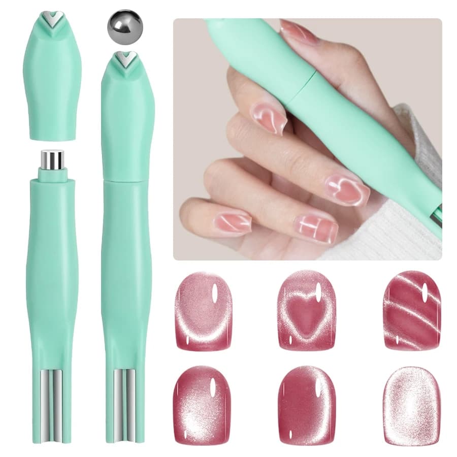 Bâton magnétique 4 en 1 3D en forme de cœur, outils magnétiques pour ongles œil de chat, aimant mult