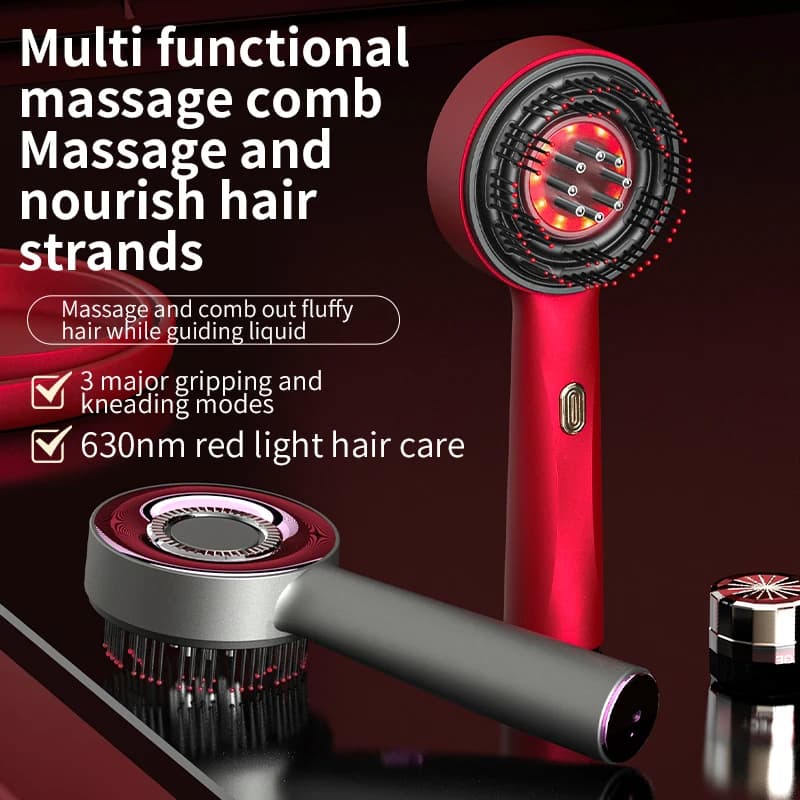 Peigne de Massage électrique à vibrations, thérapie à la lumière rouge, brosse de Massage pour la cr
