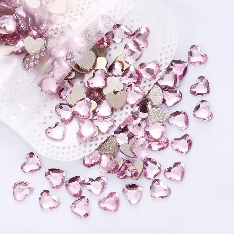 Mélange de diamants d'amour, 100 pièces, accessoires pour ongles en verre irrégulier à fond plat, ve