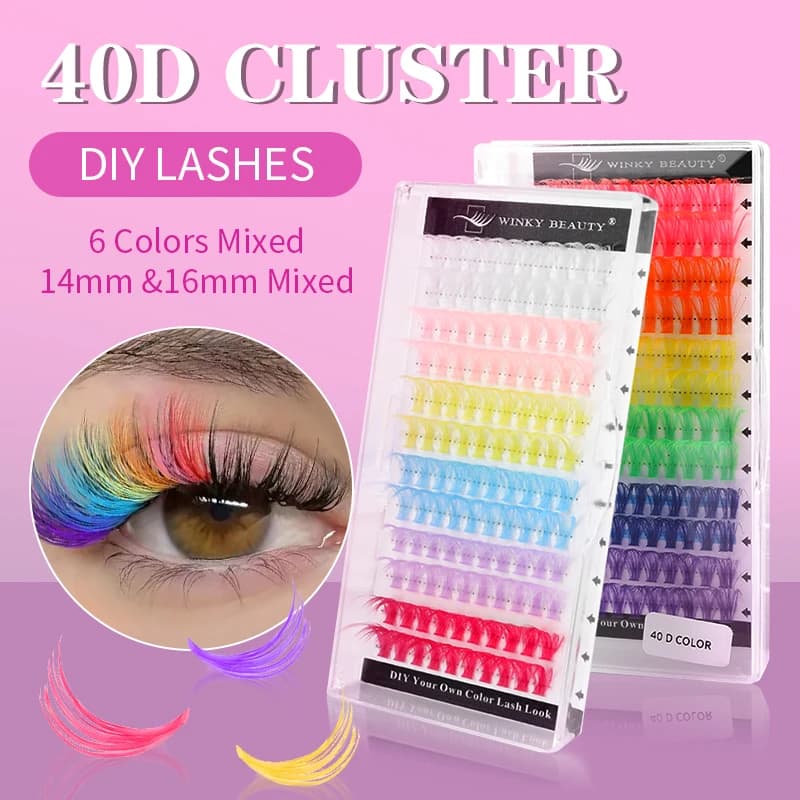 Winky beauty – cils colorés en grappe, 120 pièces, faisceau segmenté 40D, boucles D naturelles, indi