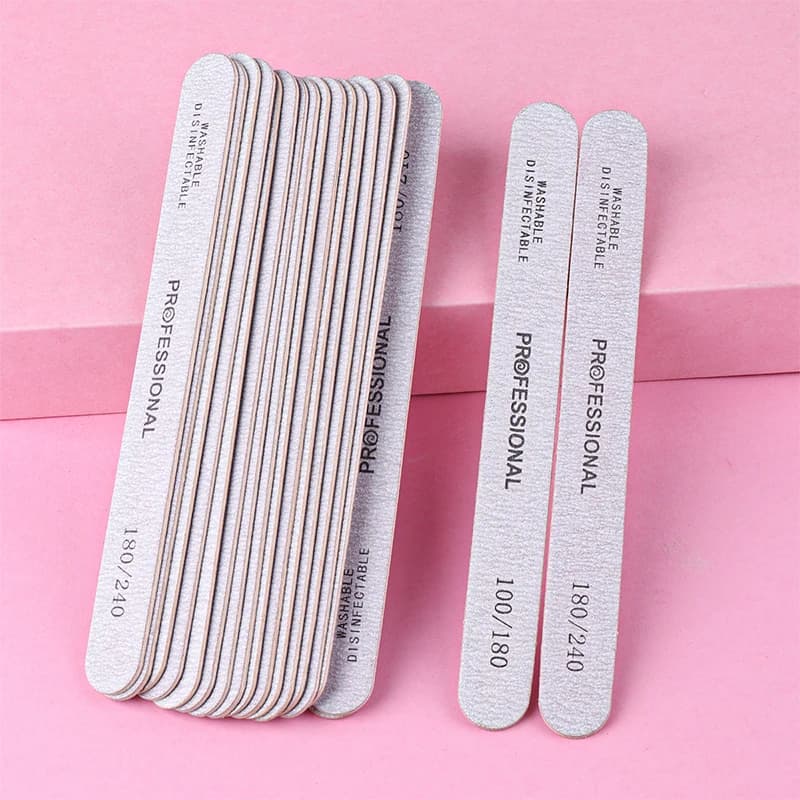 Limes à ongles en bois pour manucure, tampon en bois gris épais et droit, grain 100/180, pédicure pr