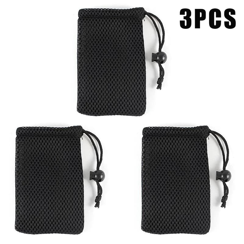 Pochette de rangement à cordon en maille de Nylon, 3 pièces, pochette de voyage et d'activités de plein air polyvalente pour produits numériques