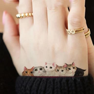 Tatouage à transfert d'eau pour homme, femme et enfant, mignon petit chat, art corporel, étanche, temporaire, 10.5x6cm