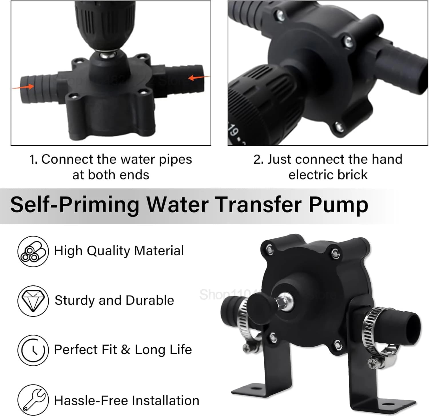 Pompe électrique portable pour le transfert d'eau et de liquides, pompe manuelle auto-amorçante, pompe électrique domestique pour puits
