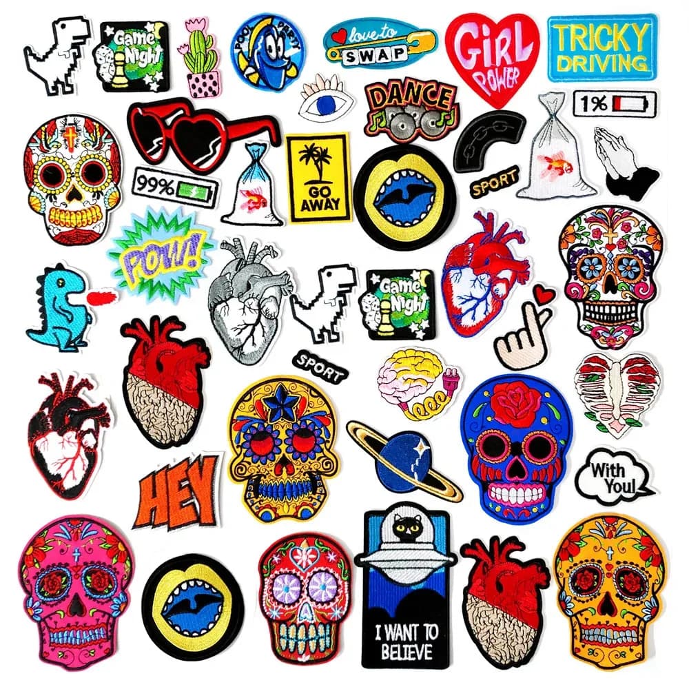 HAND HEART POW bricolage patchs broderie Applique repassage vêtements fournitures de couture Badges décoratifs oeil HEY