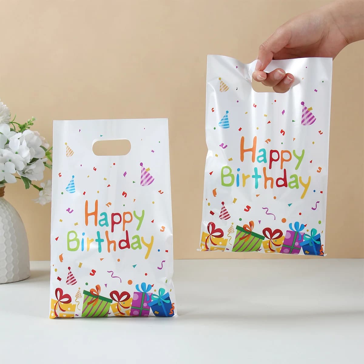 Boîte cadeau colorée joyeux anniversaire, 10/25/50 pièces, sacs à main, bonbons, biscuits, cadeaux pour enfants, décorations de fête d'anniversaire, fournitures de fête