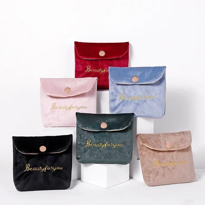 Sac à Cosmétiques en Velours pour Femme et Fille, Serviette de Voyage, Serviette Hygiénique, Rouge à Lèvres, Pochette de Maquillage