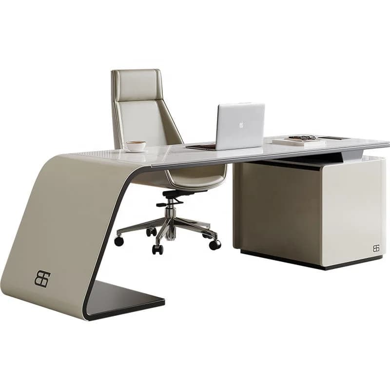 Mobilier de bureau minimaliste moderne personnalisé, bureaux peints, bureaux de luxe en forme de L pour les dirigeants et les bosses.