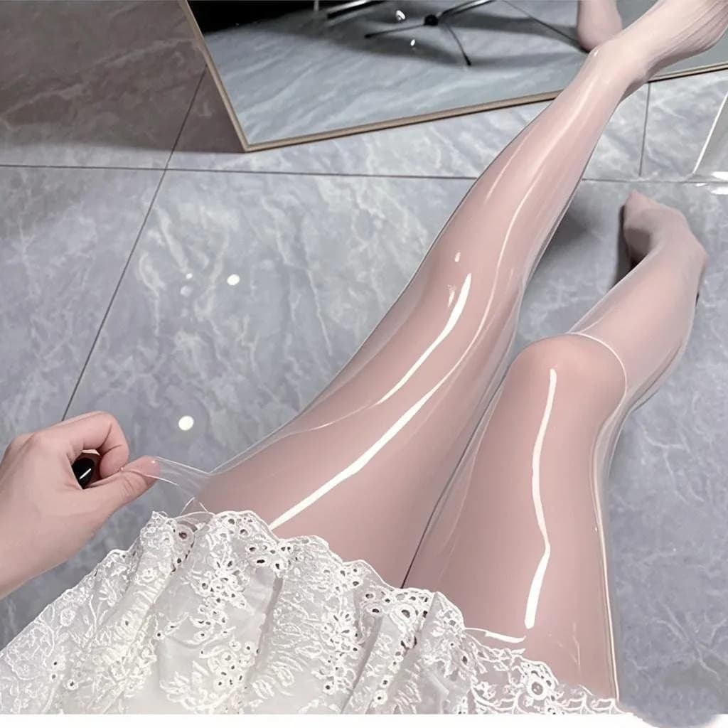 Collants brillants effet huile de cheval authentique, ultra-lisses, haute densité, grande taille, réfléchissants, anti-accroc