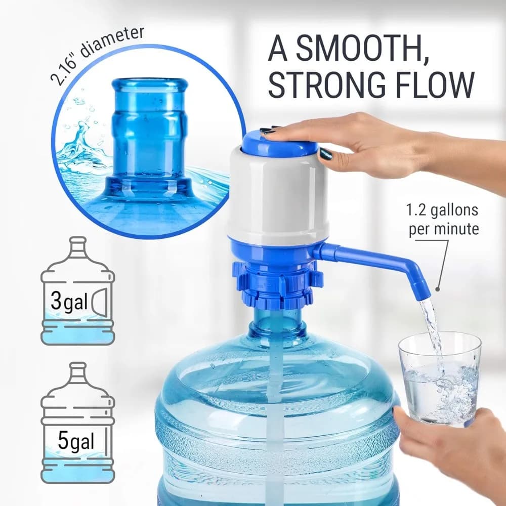 Distributeur d'eau manuel, hydratation saine, pompe à seau réglable, adapté à la maison, à l'extérieur et au bureau, pompe de distribution d'eau manuelle