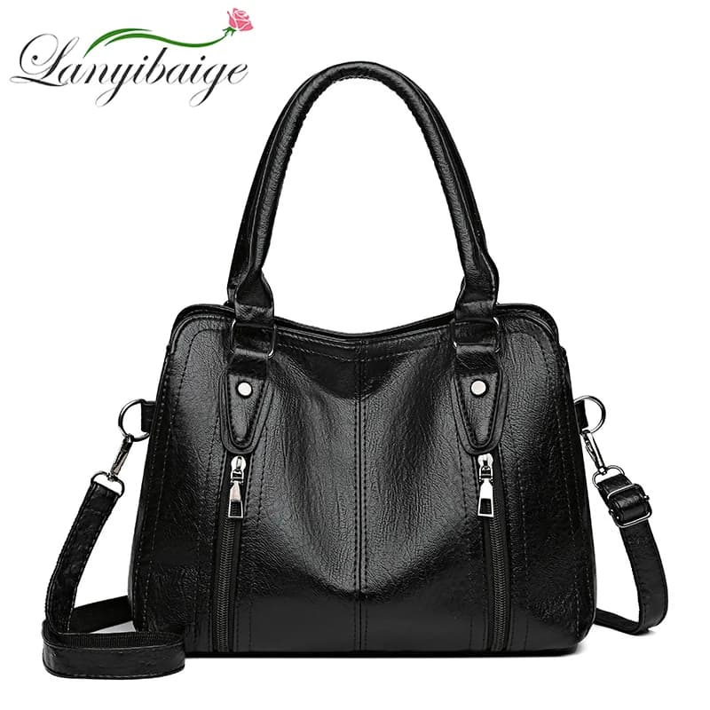 Sacs à main en cuir souple pour femmes, sac fourre-tout initié vintage, sac à main de grande capacité pour dames, sac à main de créateur de luxe, nouveau, 2024