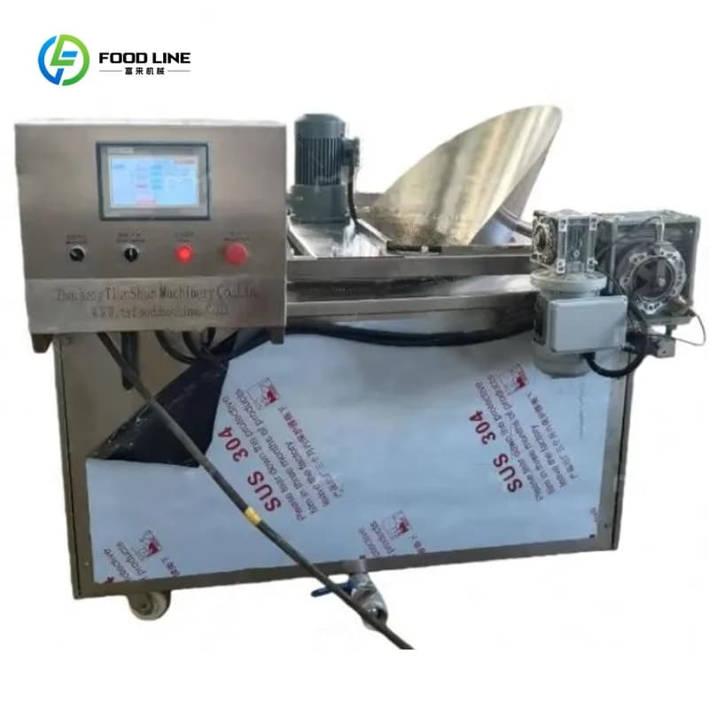 Friteuse électrique commerciale personnalisée de 450 L pour snacks frits, avec contrôle PLC automatique, pour friture à l'huile et cuisson à la wok