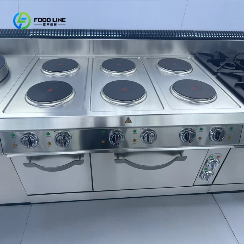 Machine de cuisson électrique pour frire, pour friteuse commerciale, cuisine commerciale, cuisinière à 6 brûleurs en acier inoxydable