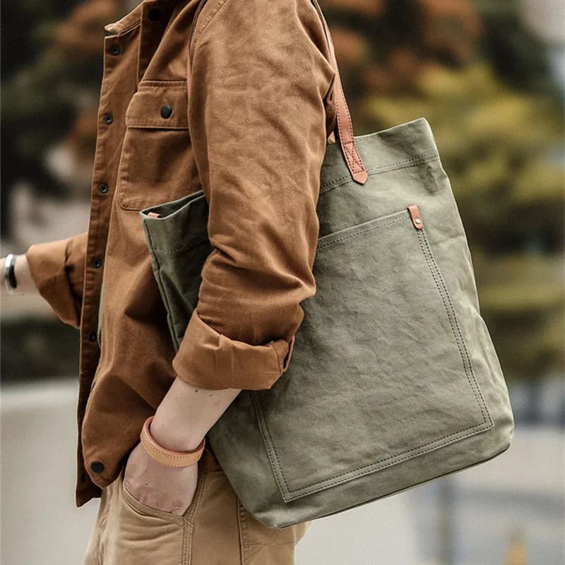 Sac fourre-tout en toile de cuir véritable pour hommes, sac à bandoulière vintage, sac à main de grande capacité, sac à bandoulière pour voyage, travail de luxe, extérieur, ordinateur portable