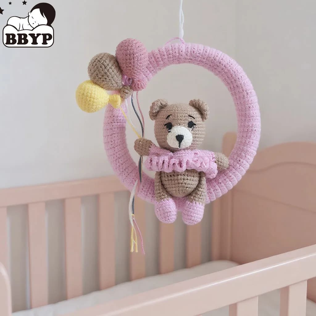 Ours ballon en Crochet fait à la main, décoration de maison en peluche Amigurumi mignonne, cadeau pour enfants, décoration de maison de fête d'anniversaire