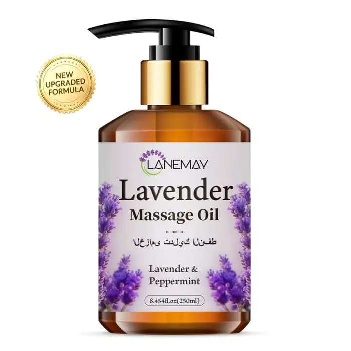 Nouvelle Huile de Massage Premium Améliorée à la Lavande et à la Menthe Poivrée, Sans Parabène, Soin