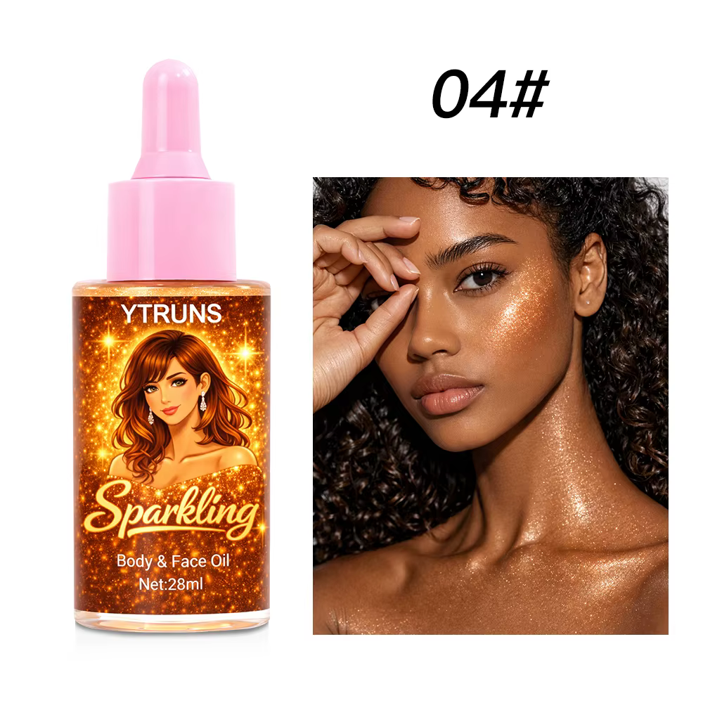 Huile corporelle scintillante YTRUNS 28ml, illuminateur éclatant, huile hydratante légère non grasse