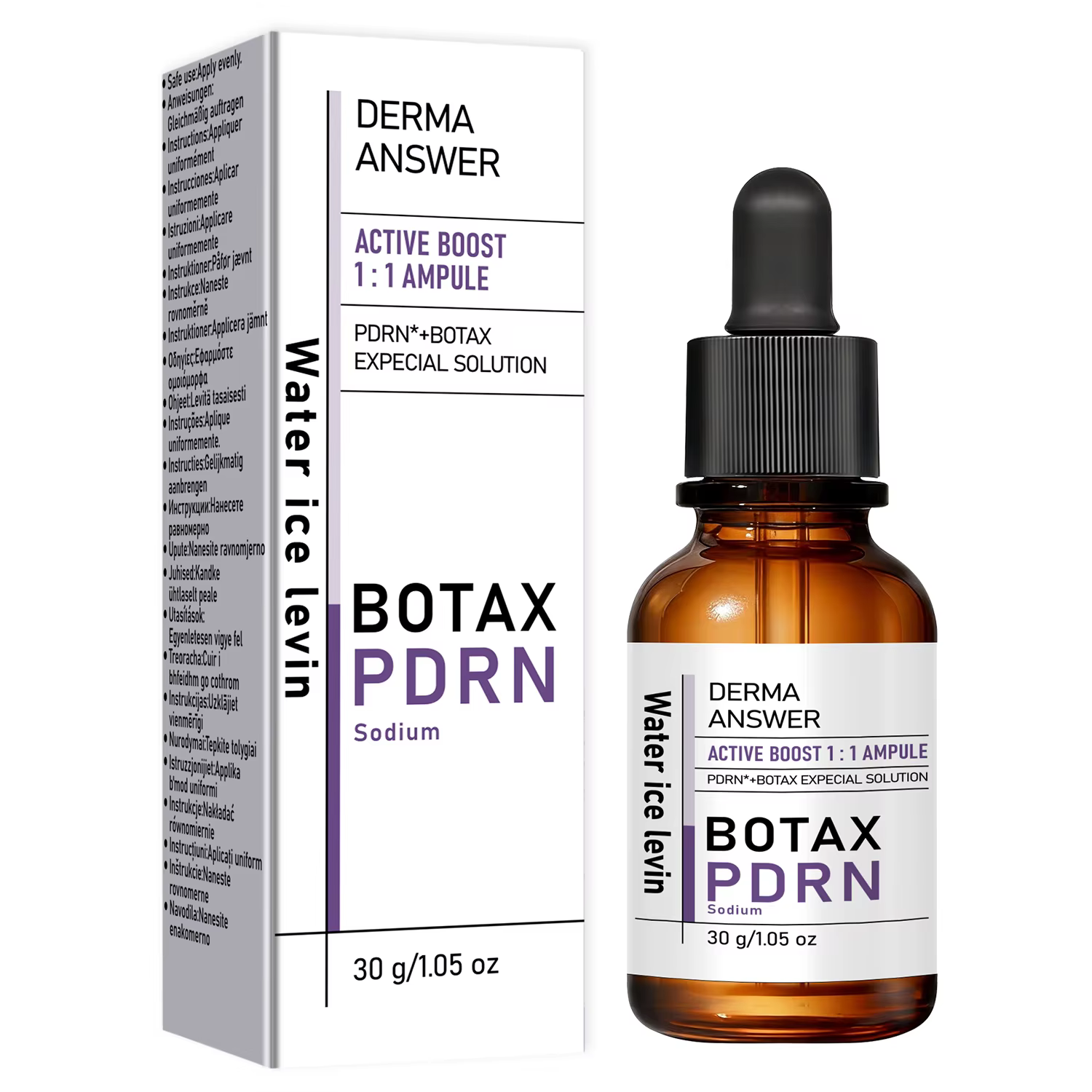DERMA ANSWER Active Boost 1:1 Ampoule, Huile de Soin Visage PDRN & Botax avec Acide Hyaluronique & N