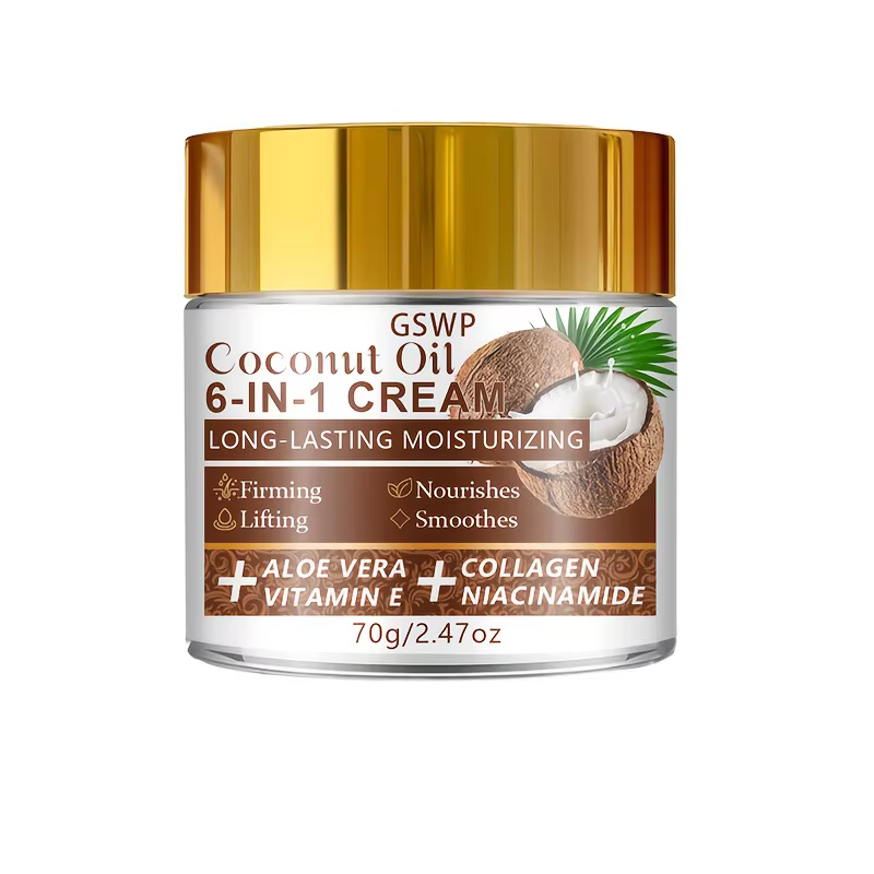 Crème hydratante à la noix de coco GSWP 6-en-1, enrichie en niacinamide et collagène, hydrate en pro