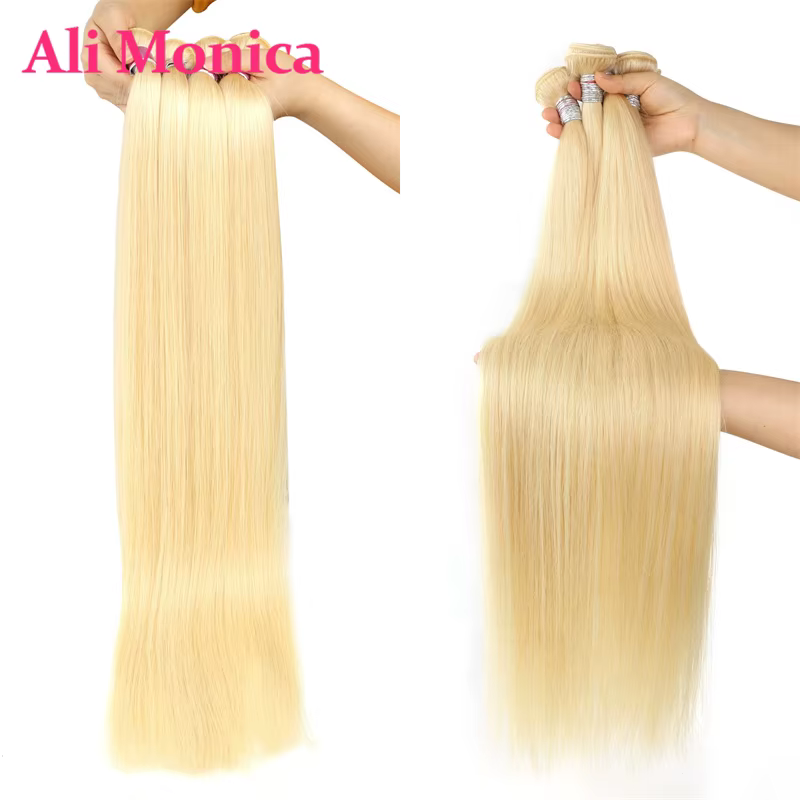 Alimonica-Tissage en lot brésilien Remy naturel lisse blond miel 613, 8 - 40 pouces, livraison gratu