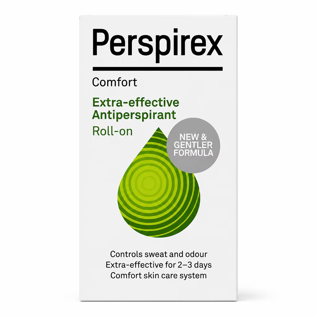 Anti-transpirant roll-on Perspirex, doux et non irritant, contrôle efficacement la transpiration et