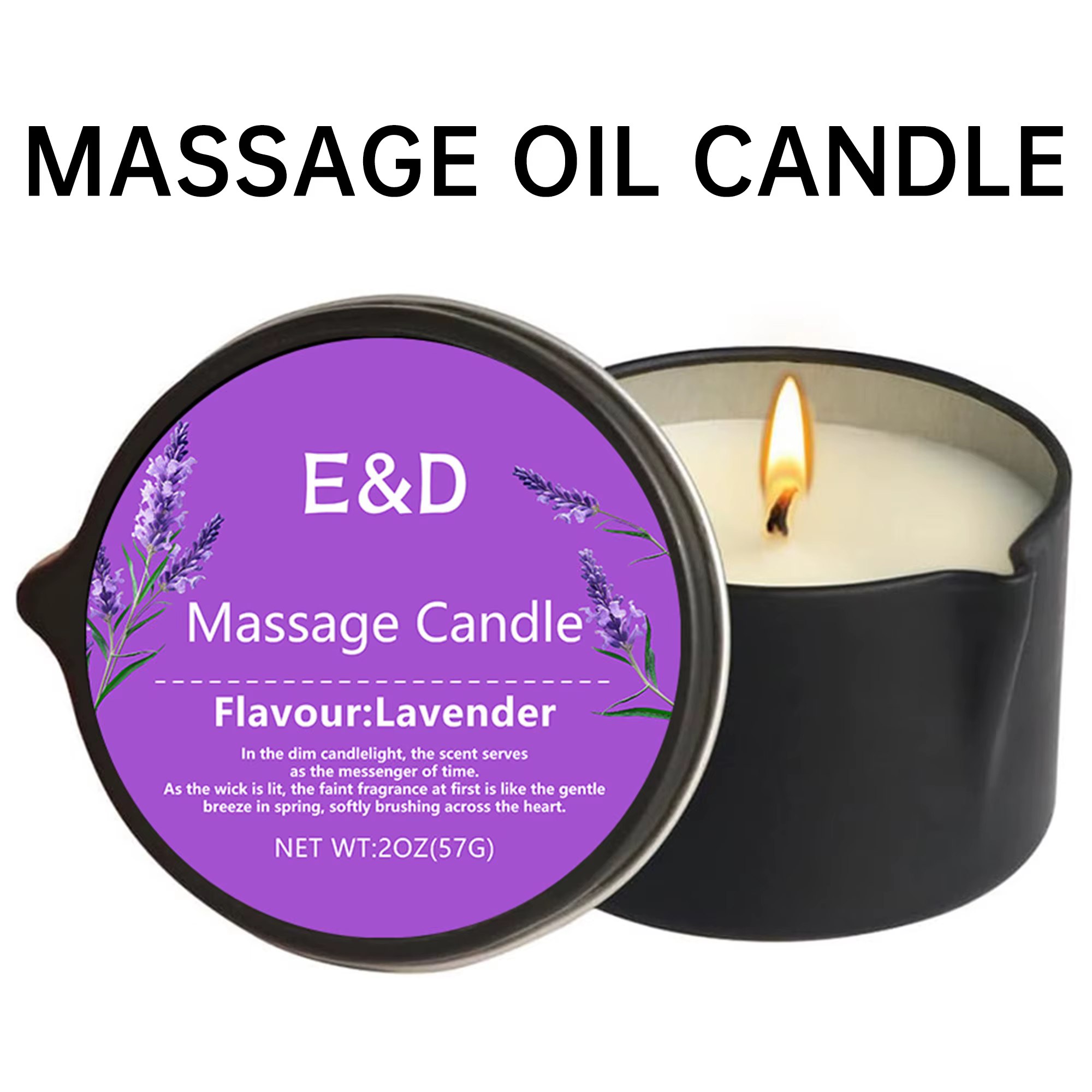 Bougie de massage à la lavande 2oz, bougie de massage corporel qui se transforme en huile chaude pou