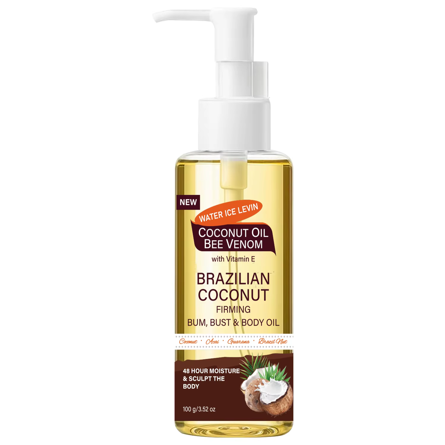 Huile Corporelle Raffermissante à la Noix de Coco Brésilienne, Hydratation 48H & Sculptant avec Açaï