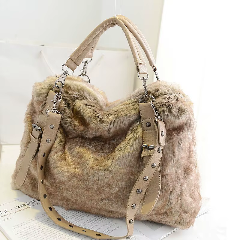 Sac à main fourre-tout en fausse fourrure pour femme, sac messager, sac à main design, haute qualité