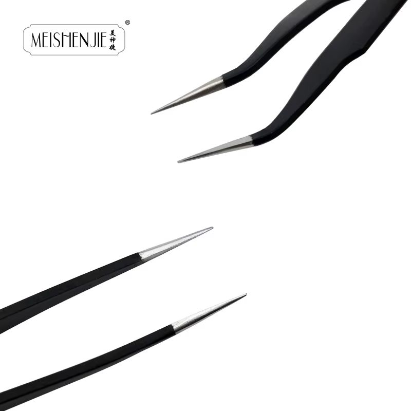 MEISHENJIE-Pince à épiler en acier inoxydable pour faux cils, outil de maquillage pour extensions d'