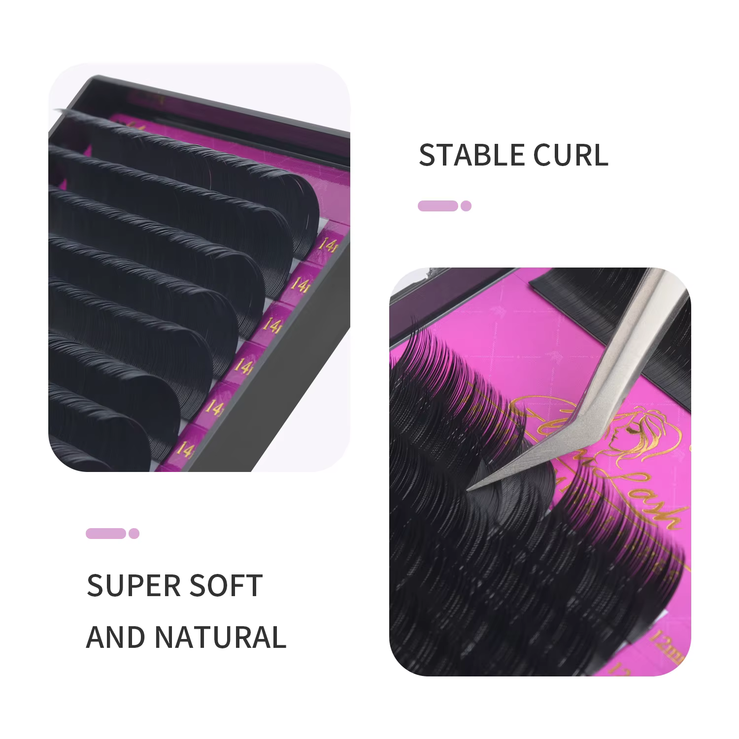 Glamlspatule-Extension de cils en vison naturel, 16 rangées, courbure BCCCD, faux cils individuels h