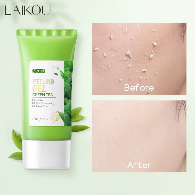 Gel exfoliant pour le visage, gommage hydratant, blanchissant, thé vert, élimine les points noirs, l