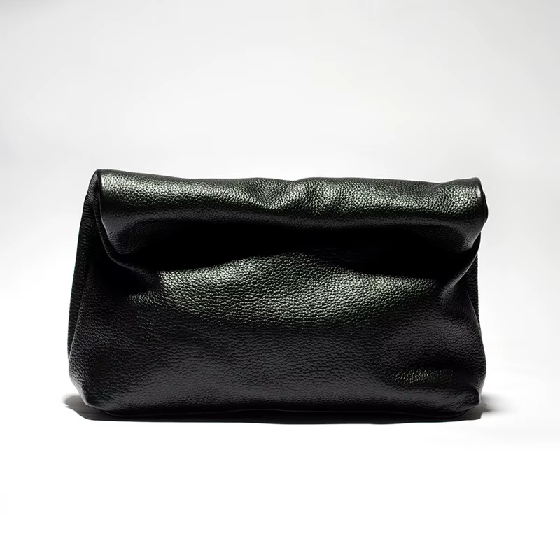 Sac à main en cuir noir, pochette décontractée et élégante, sac souple pour téléphone, sacoche pour