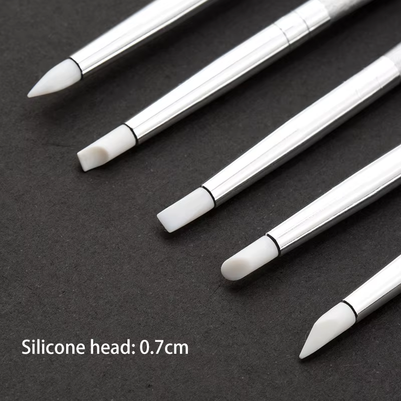Brosse à ongles en Silicone, 5 pièces, Sculpture, gaufrage, poterie creuse, Sculpture, Gel UV façonn