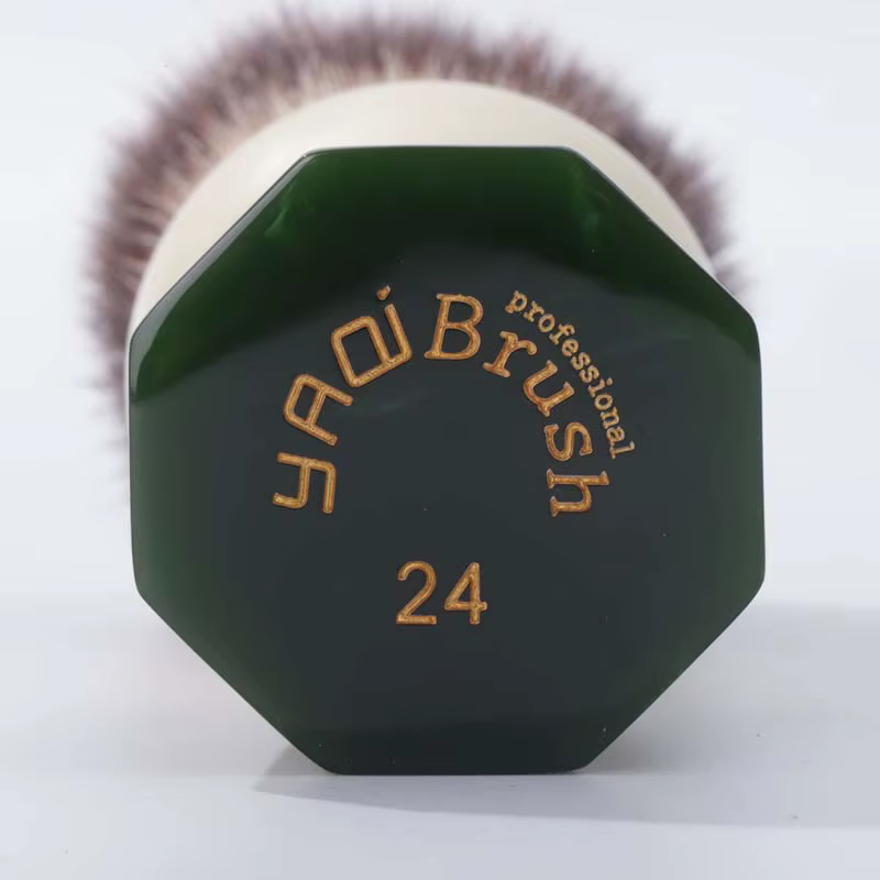 YAQI – brosse de rasage pour hommes, cheveux synthétiques en obsidienne verte humide