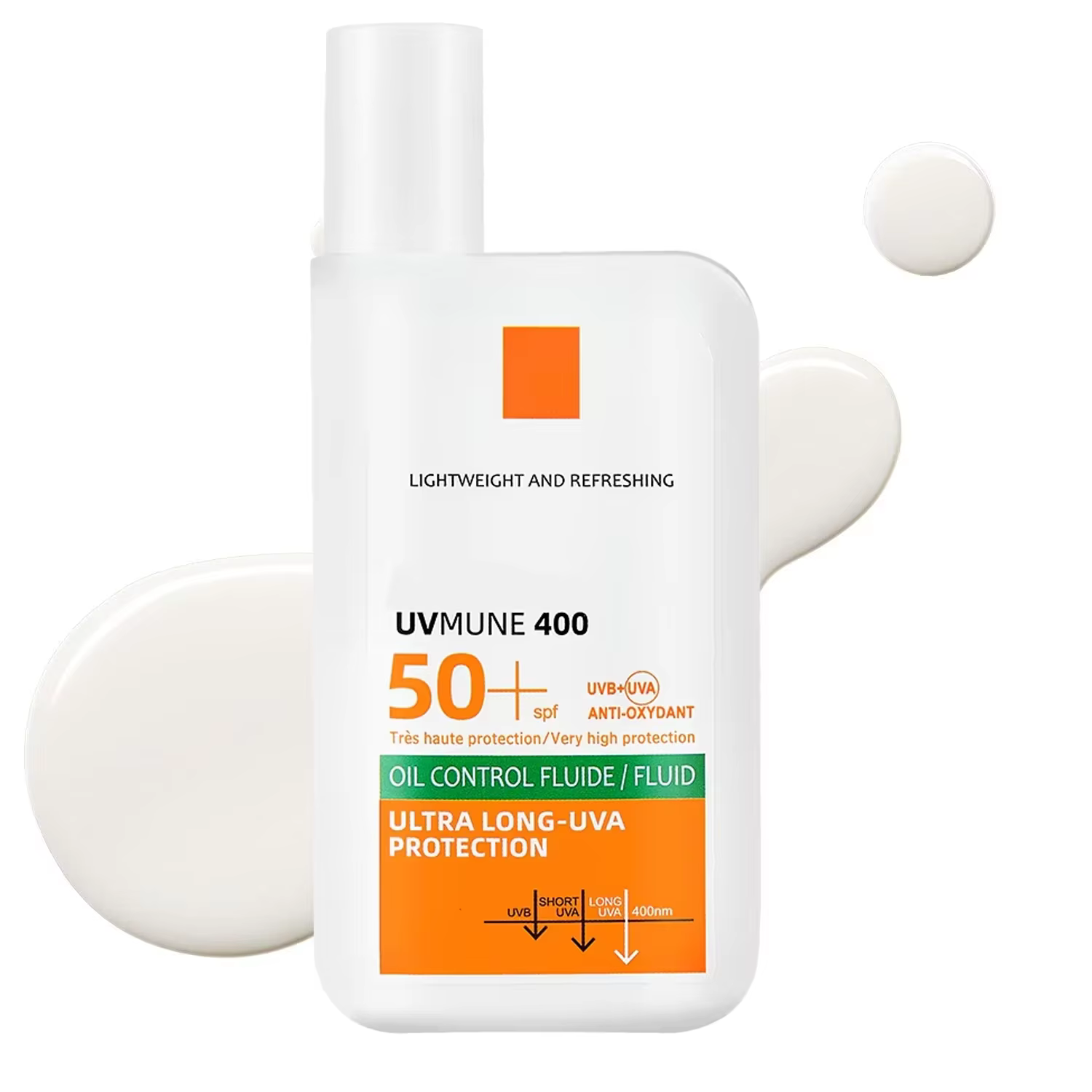 Lotion solaire SPF50+ légère, non grasse, protection UV, visage et corps, hydratation longue durée,