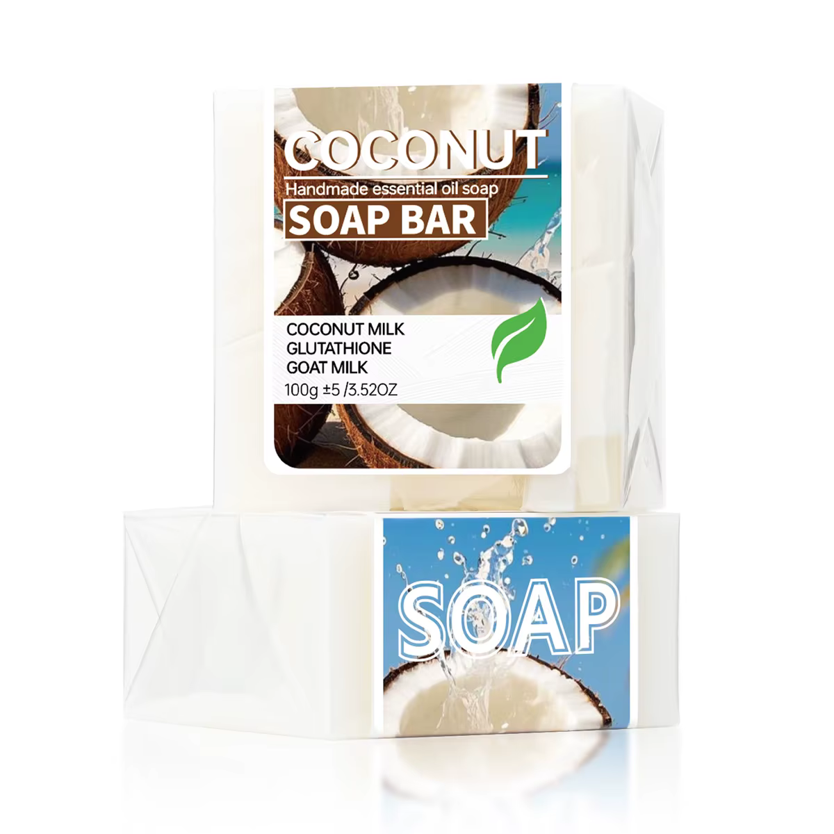 Savon hydratant au lait de coco, savon nettoyant éclaircissant au glutathion, savon nettoyant nourri