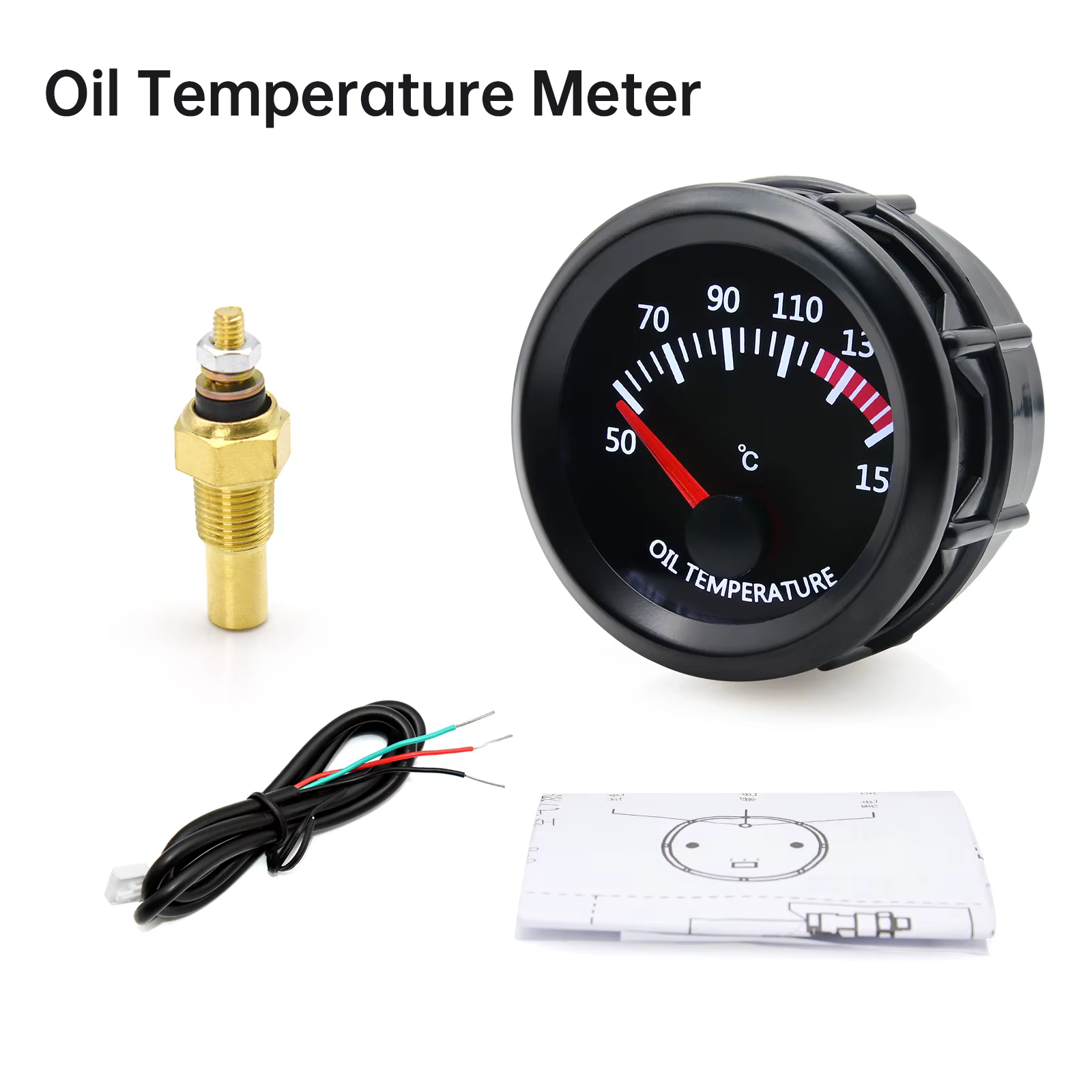Jauge de température d'huile 52 mm 50~150 ℃ Jauge de pression d'huile numérique avec affichage LED