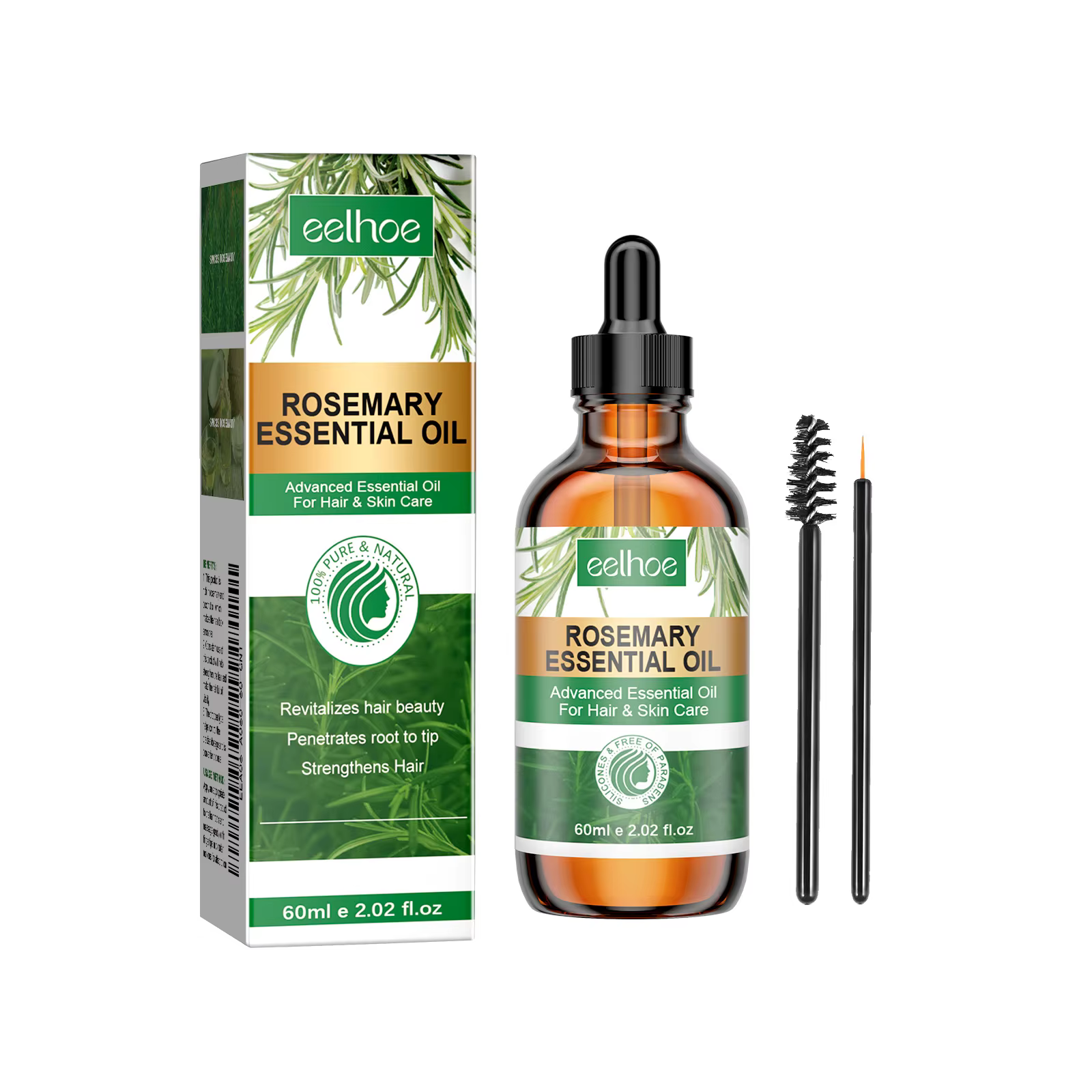 Huile Essentielle de Romarin pour Cheveux : Hydratante, Lissante, Brillante, Non Grasse, Fraîche, Su