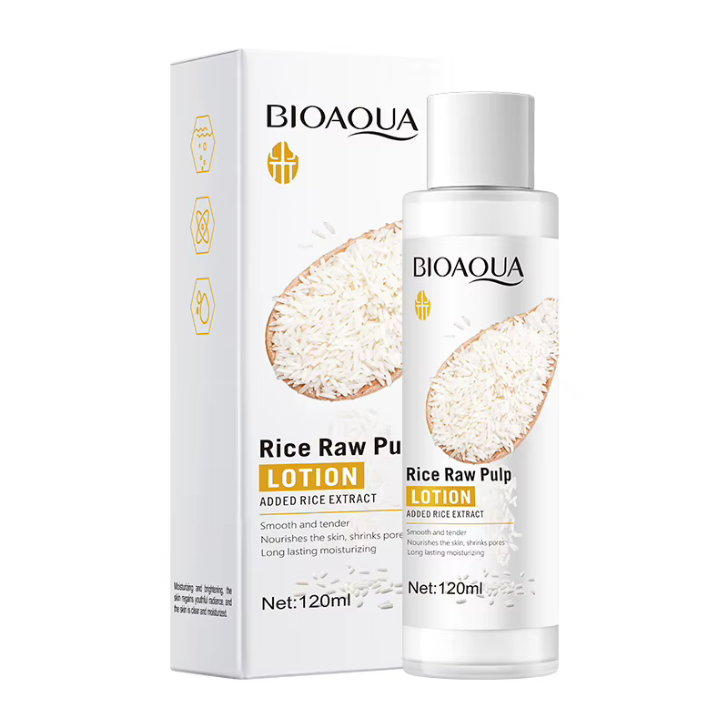 Lotion à l'acide hyaluronique BIOAOUA à la purée de riz, 120 ml, adaptée à différents types de peau,