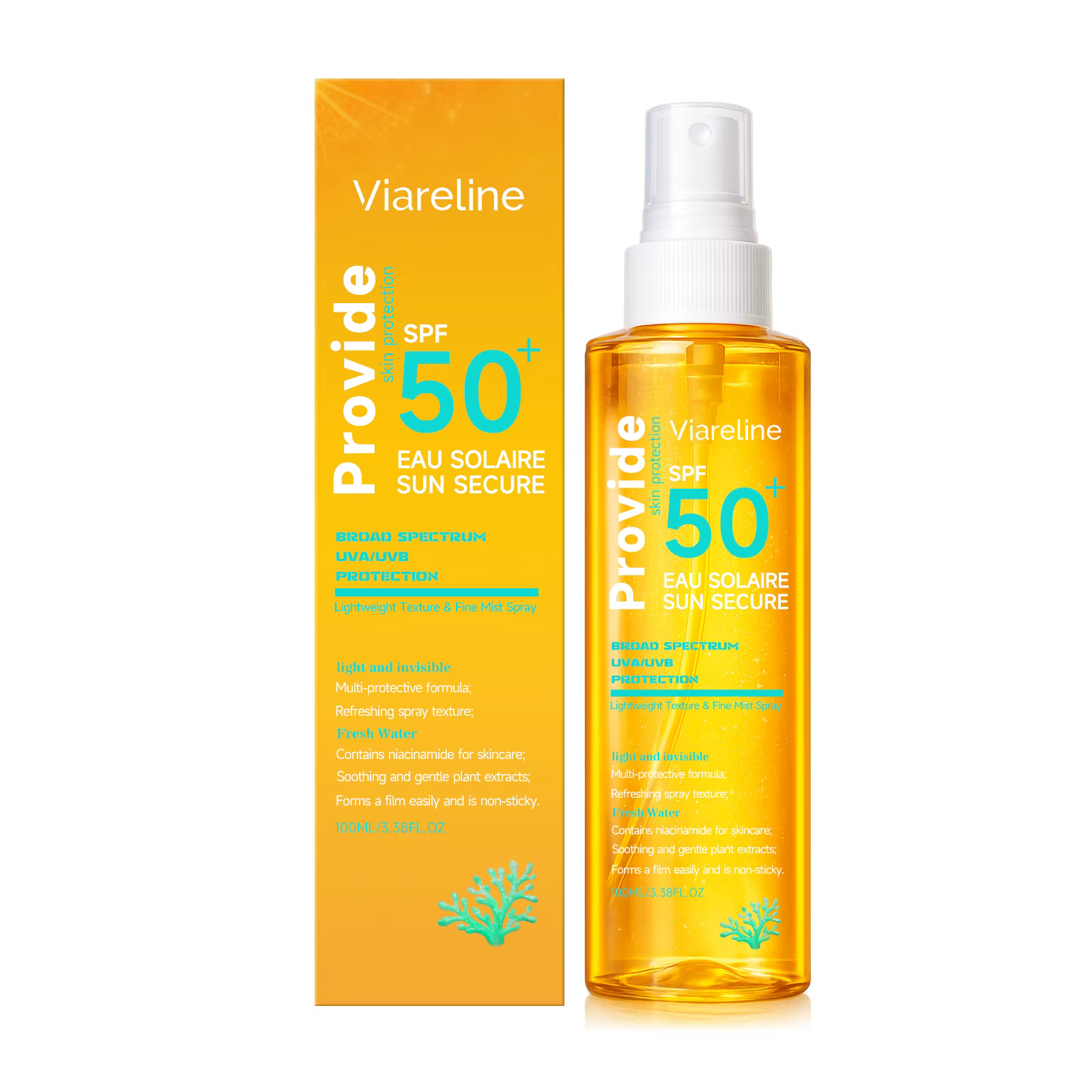 Spray solaire SPF50 100 ml, non collant, protège la peau, hydrate, améliore la douceur, rafraîchissa