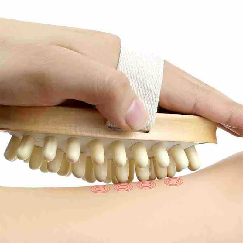 Brosse de Massage en bois Anti-Cellulite, dissolvant de graisse, masseur avec dragonne, taille de po
