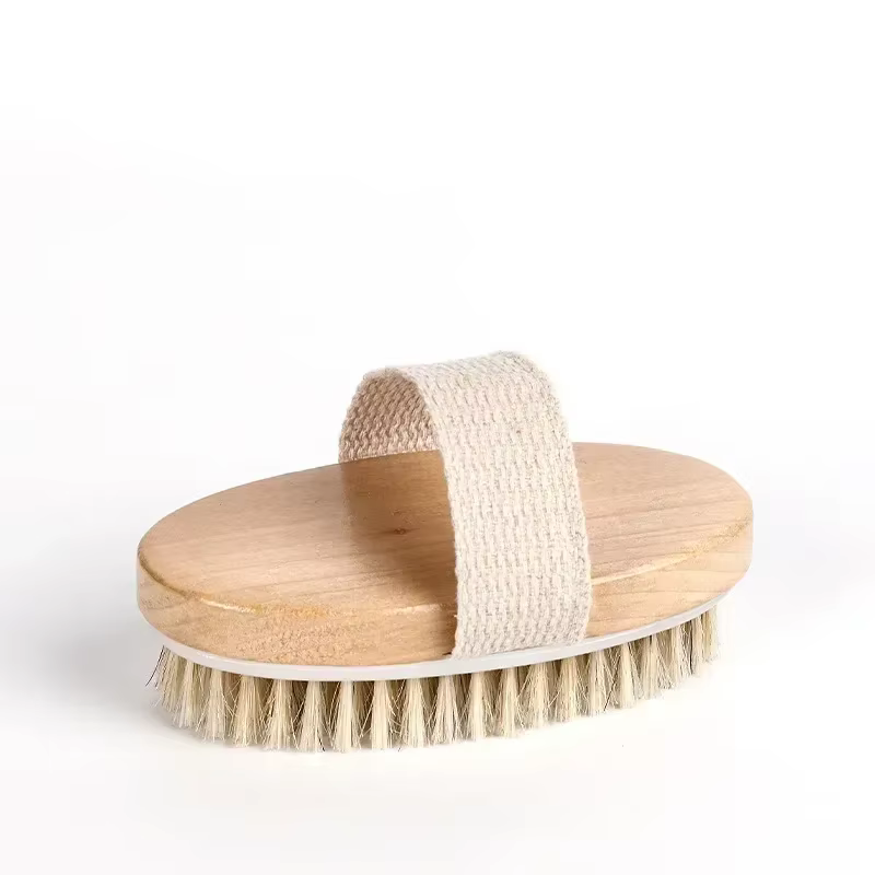 Brosse corporelle à poils naturels pour brossage à sec, outil exfoliant pour éliminer les peaux mort