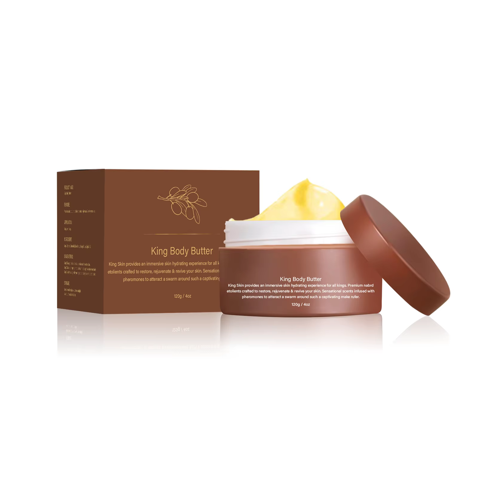 King Body Butter 120g au beurre de karité et huile de jojoba - Crème hydratante intensive 24H pour t