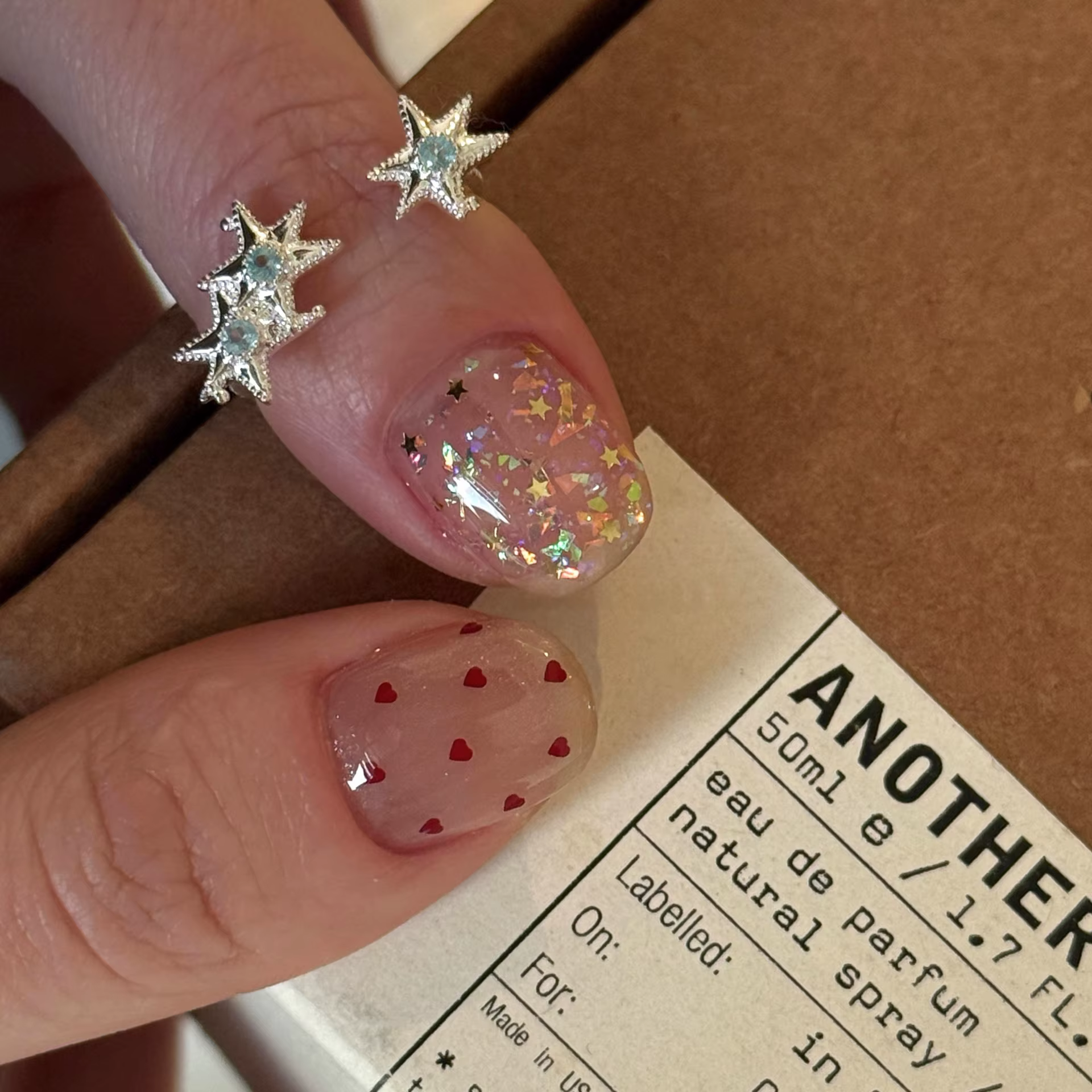 Mini étoile rouge foncé, accessoires pour ongles à paillettes, brillants, faits à la main, portables