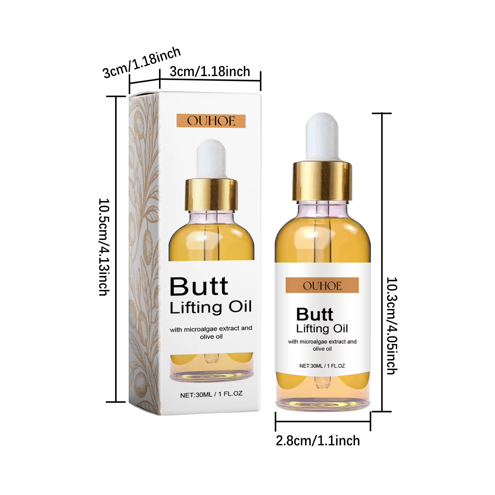 Huile Essentielle Raffermissante et Hydratante pour les Fesses – Huile de Massage Corporel pour l'Él
