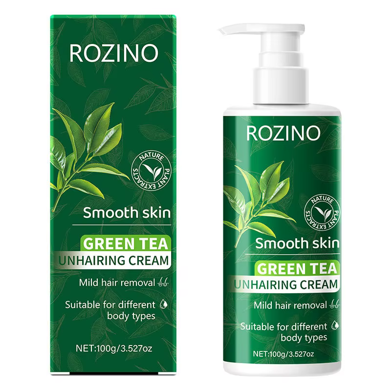 Crème dépilatoire au thé vert, 100g, formule dépilatoire douce et hydratante pour la peau lisse, ave