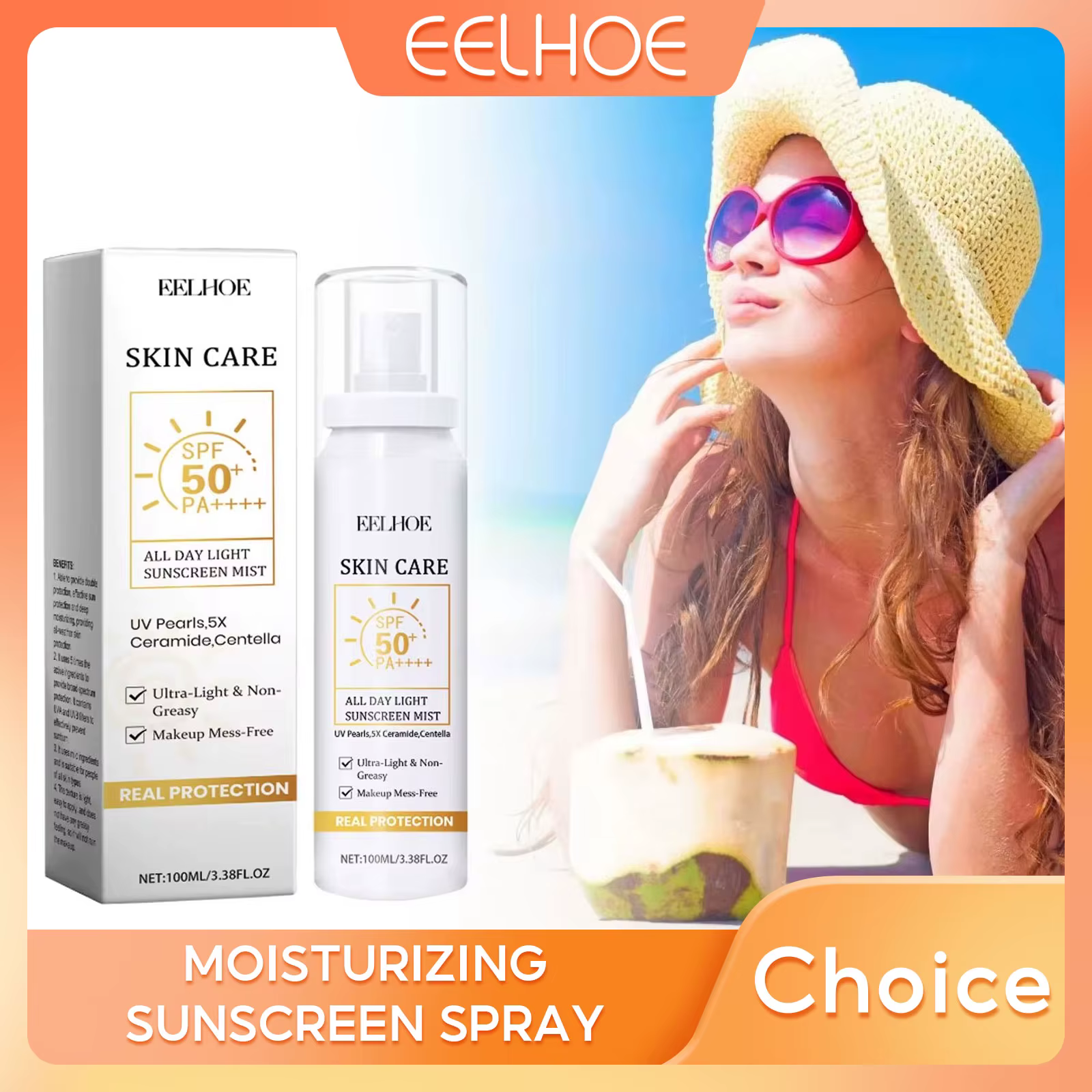 Spray de protection solaire Spf 50, produit original pour le visage, imperméable, hydratant, protect