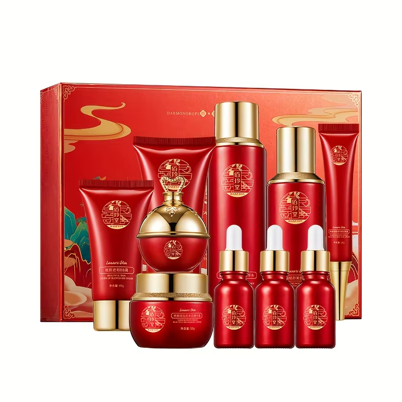 Qilin Jie Fu Yan Qin Run – Ensemble de dix produits de soin du visage hydratants et nourrissants, co